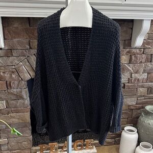 Free People Black Open-Front Cardigan